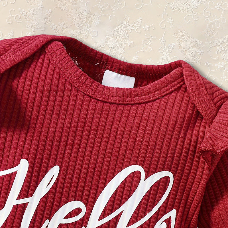 Newborn Baby Girl “Hello I’m New Here” Romper Set