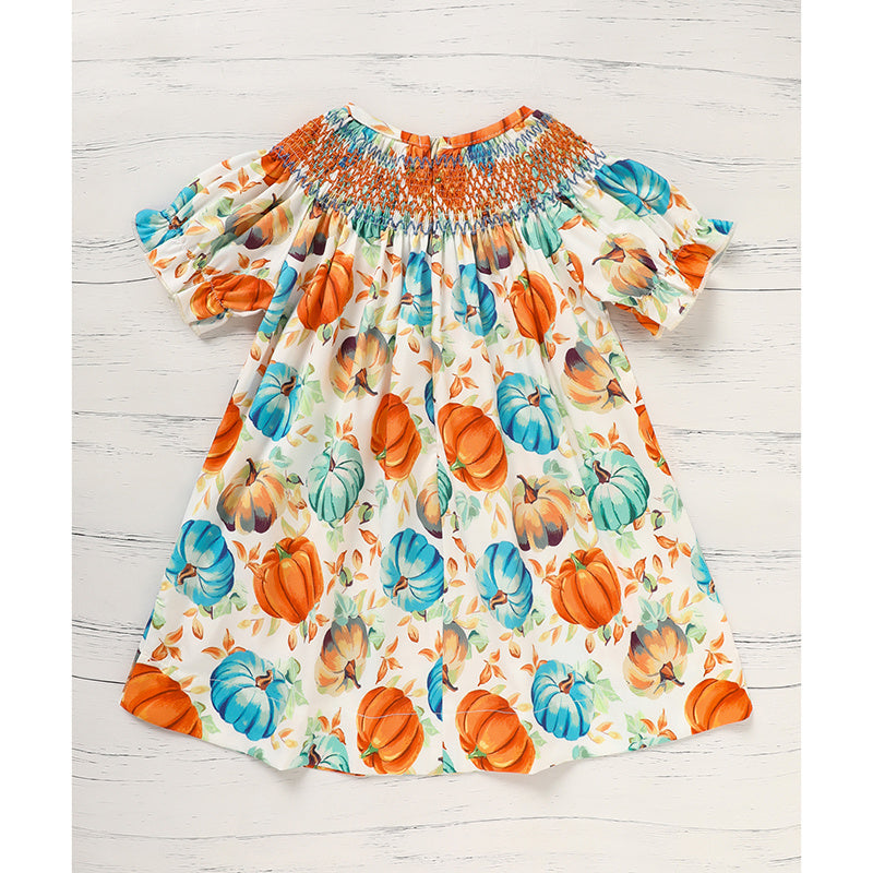 Toddler Girl's Pumpkin Smocked Dress