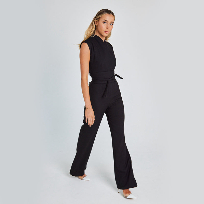 Elegant High-Waist Sleeveless Jumpsuit