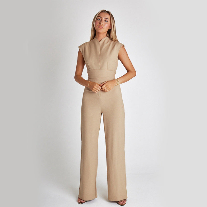 Elegant High-Waist Sleeveless Jumpsuit