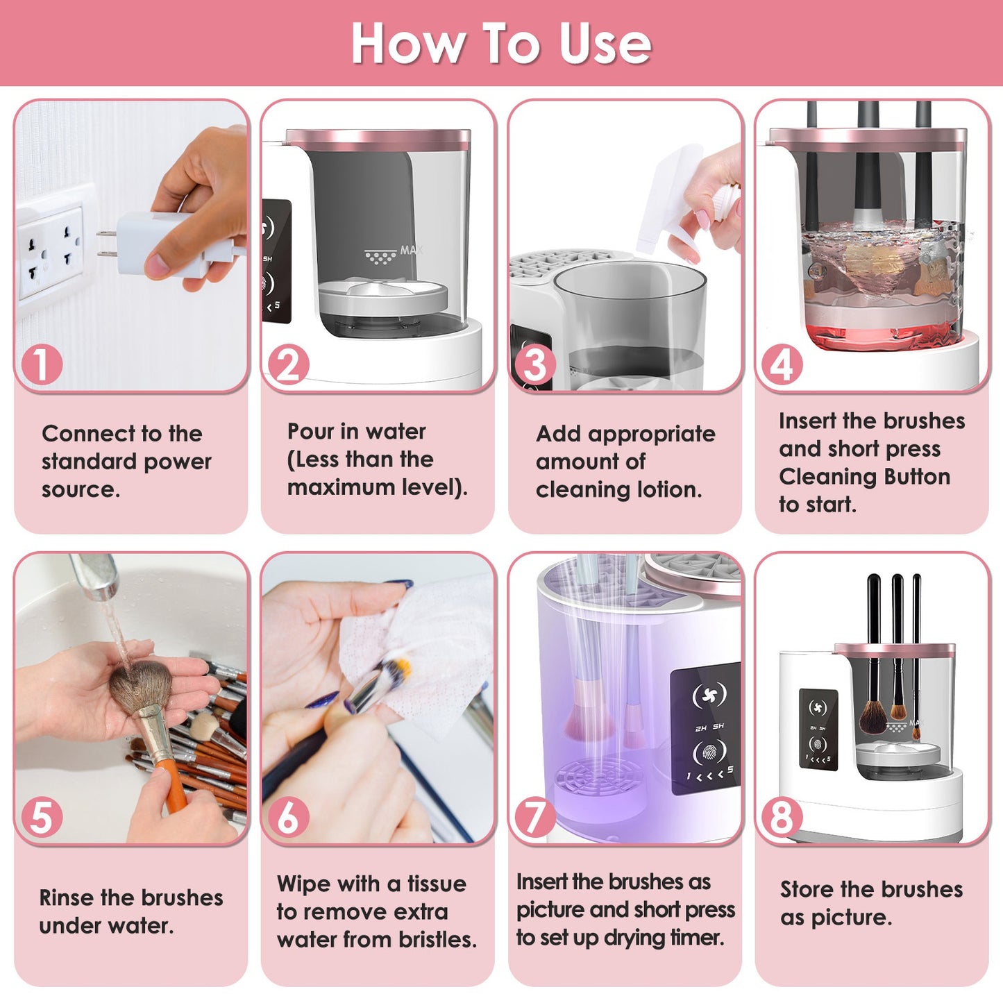 4-in-1 Electric Makeup Brush Cleaner & Dryer with UV Disinfection