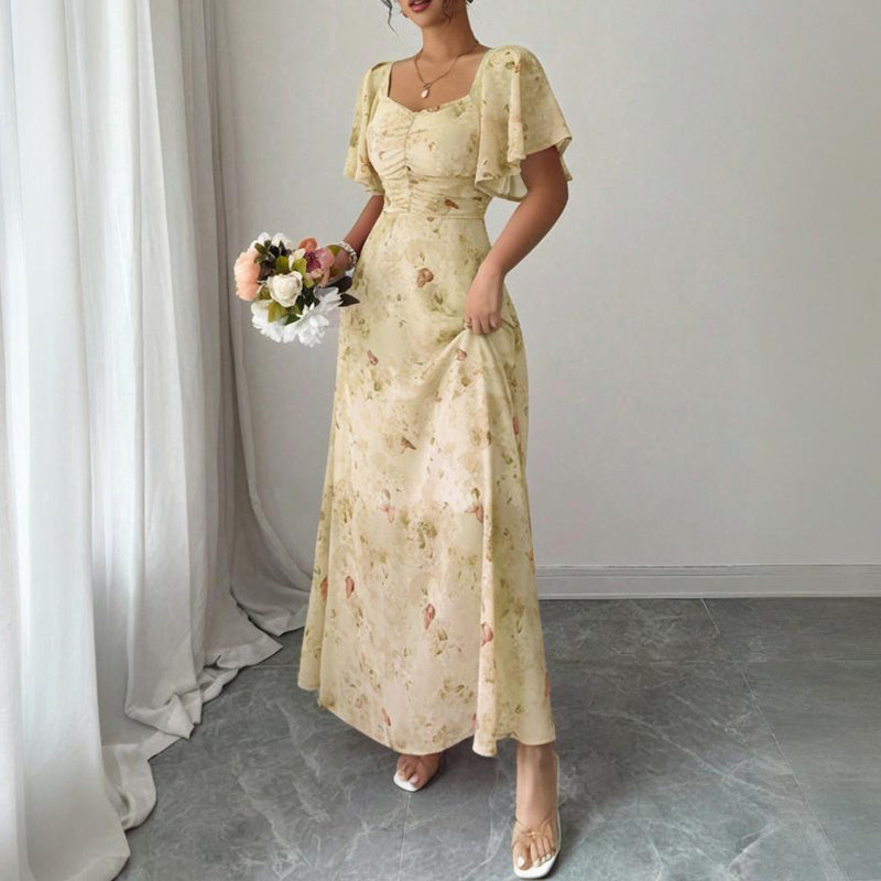 Butterfly Breeze Square-Neck Maxi Dress