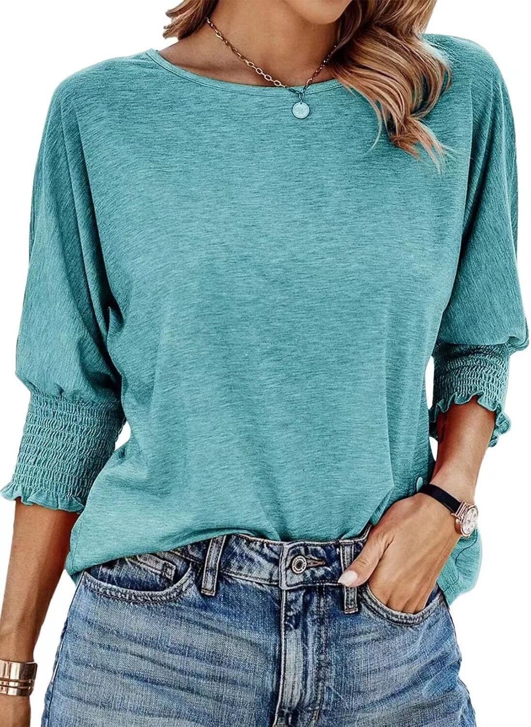 Women's Casual Smocked Sleeve Blouse