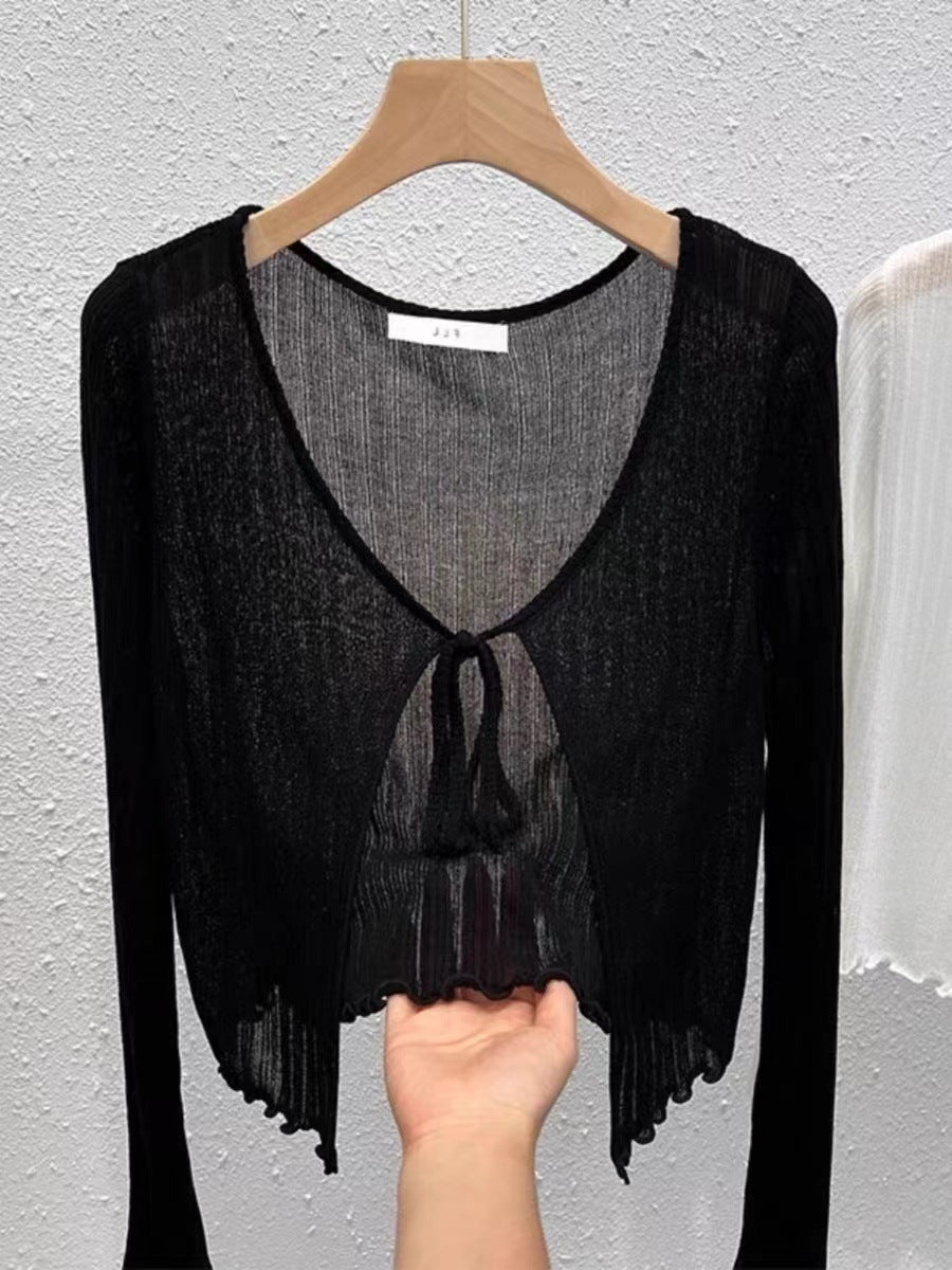 Luna Tie-Front Sheer Cardigan