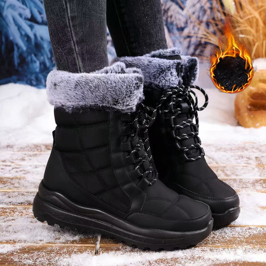 Cozy Winter Lace-Up Snow Boots
