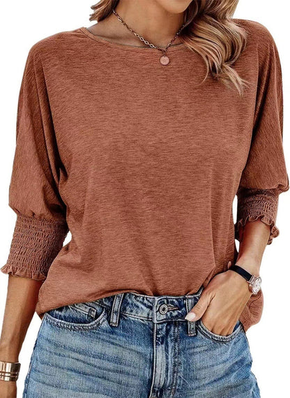 Women's Casual Smocked Sleeve Blouse