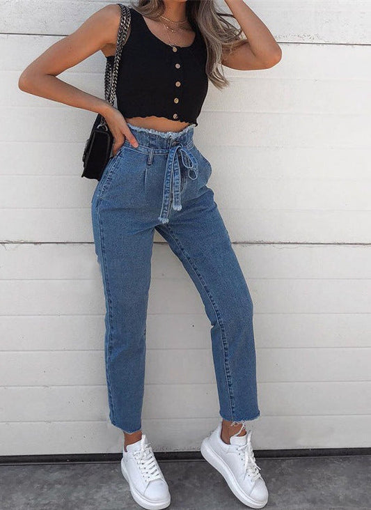 Curve Sculpt High-Waist Denim Pencil Pants