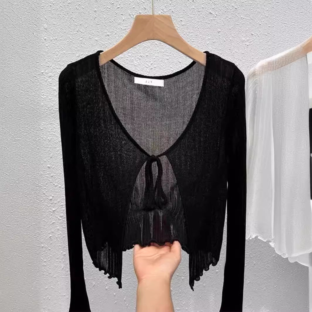 Luna Tie-Front Sheer Cardigan