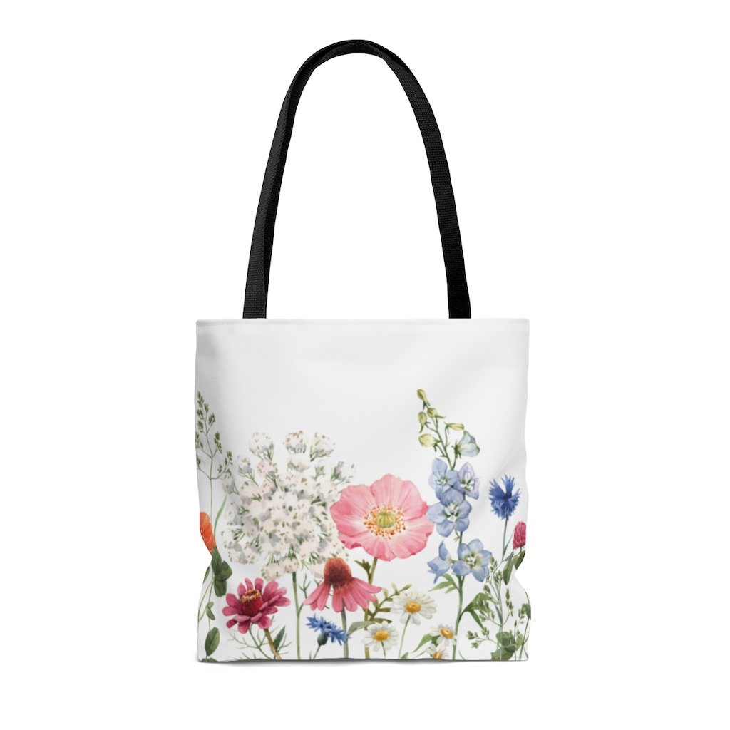 Double Sided Spring Floral Tote Bag