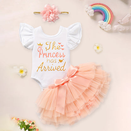 Princess 3-Piece Outfit Set – Romper, Tutu Skirt & Bow Headband