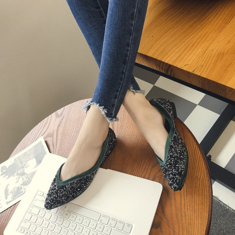 GlamAura Glitter Flats
