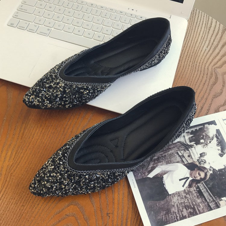 GlamAura Glitter Flats