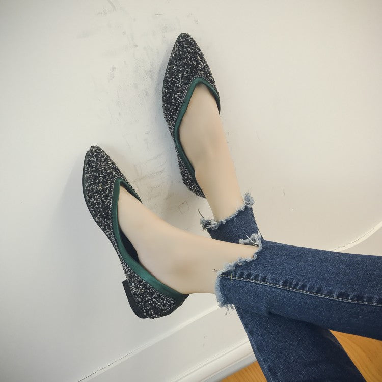 GlamAura Glitter Flats