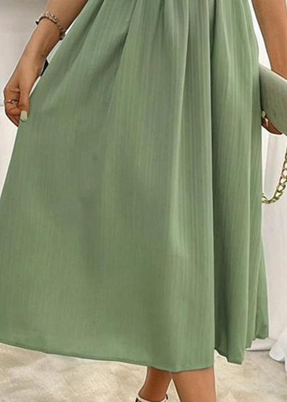 Elegant Ruffle-Sleeve High-Waist Midi Dress