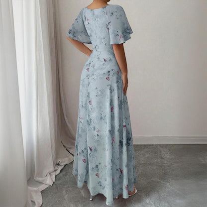 Butterfly Breeze Square-Neck Maxi Dress