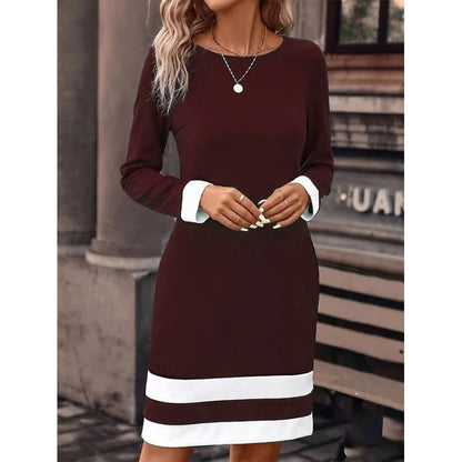 Elegant Black & White Contrast Trim Dress
