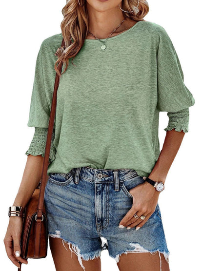 Women's Casual Smocked Sleeve Blouse