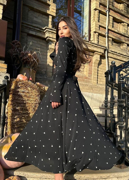 Elegant Heart-Print High-Waist Maxi Dress