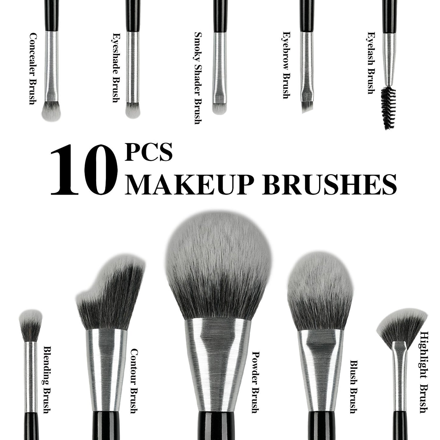 10-Piece Professional Makeup Brush Set