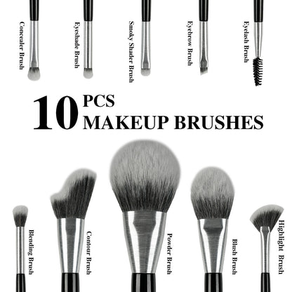 10-Piece Professional Makeup Brush Set
