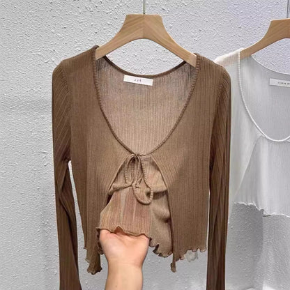 Luna Tie-Front Sheer Cardigan
