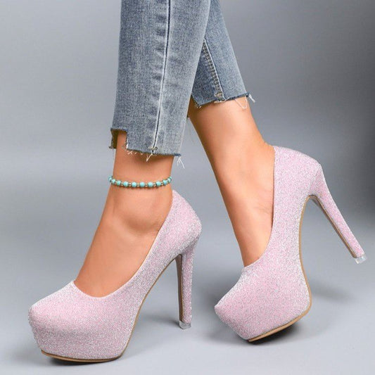 Luxe Glow Platform Pumps