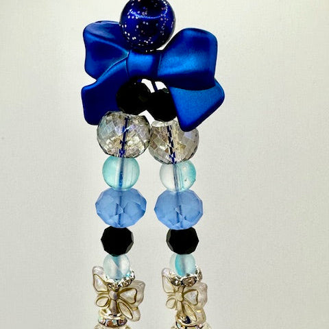 Blue Bow Beaded Phone Charm