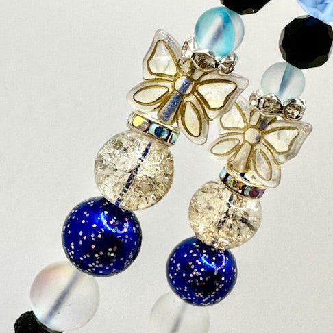 Blue Bow Beaded Phone Charm