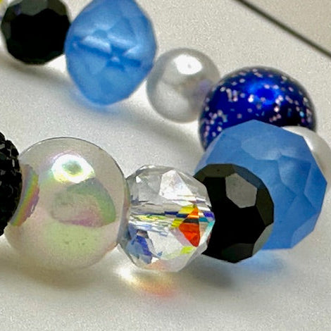 Blue Bow Beaded Phone Charm