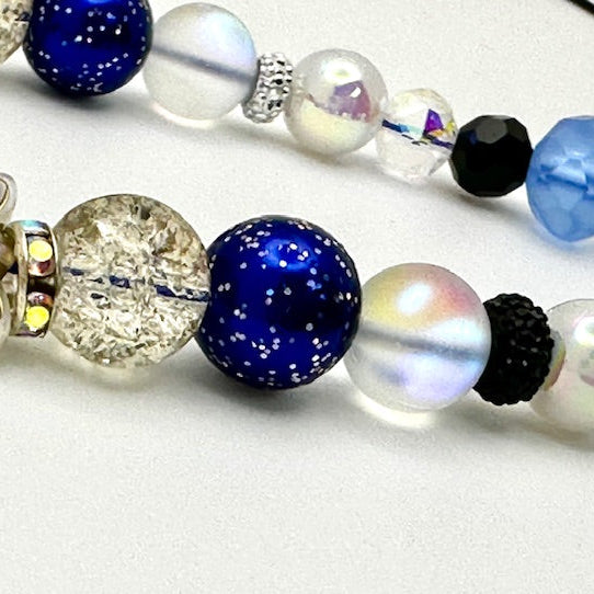 Blue Bow Beaded Phone Charm