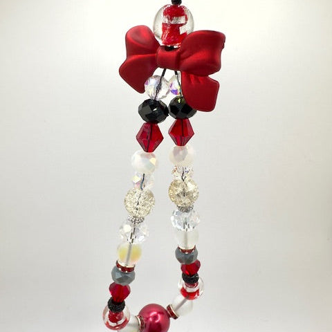 Red Bow Beaded Phone Charm