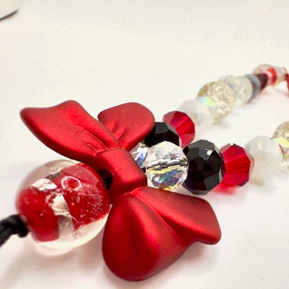 Red Bow Beaded Phone Charm