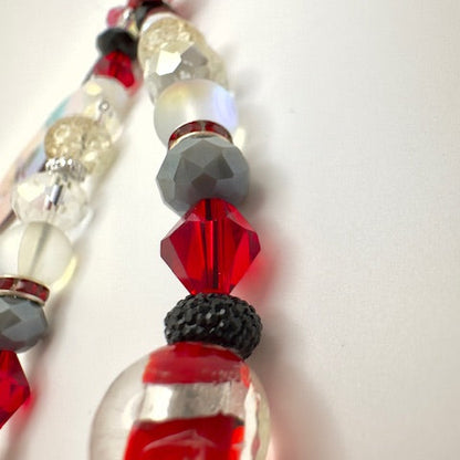 Red Bow Beaded Phone Charm