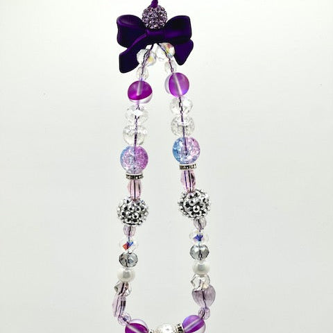 Purple Bow Beaded Phone Charm