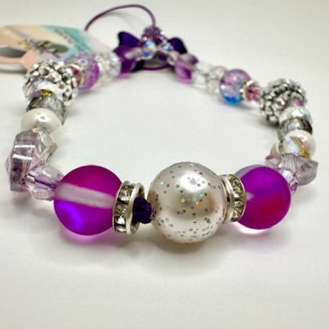 Purple Bow Beaded Phone Charm