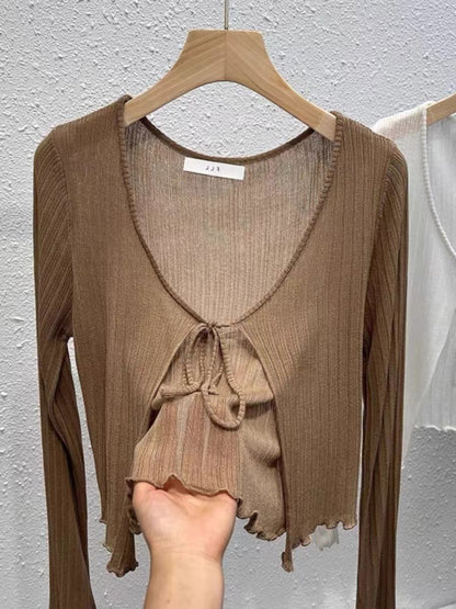 Luna Tie-Front Sheer Cardigan