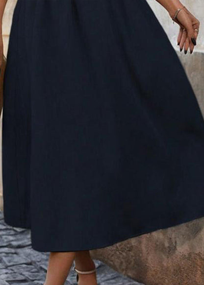 Elegant Ruffle-Sleeve High-Waist Midi Dress