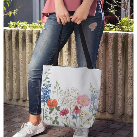 Double Sided Spring Floral Tote Bag