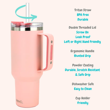 Drinco 40oz Tumbler with Handle (Peach)