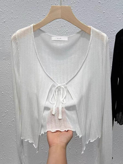 Luna Tie-Front Sheer Cardigan