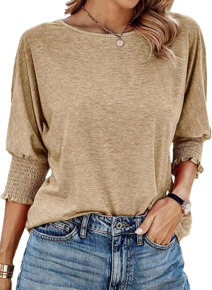 Women's Casual Smocked Sleeve Blouse